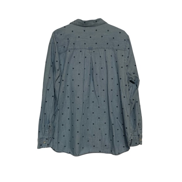 OLD NAVY Women's Blue Chambray with Navy Polka Dot Button Down Shirt XLa… - Picture 2 of 3